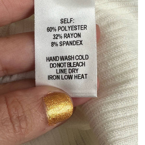 Lulus creamy white long sleeves ribbed crop top size XS - Picture 6 of 10